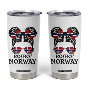 Ro Ro Norwegian Viking Ship Tumbler Cup Norway Flag Messy Bun Girl TS14 White Print Your Wear