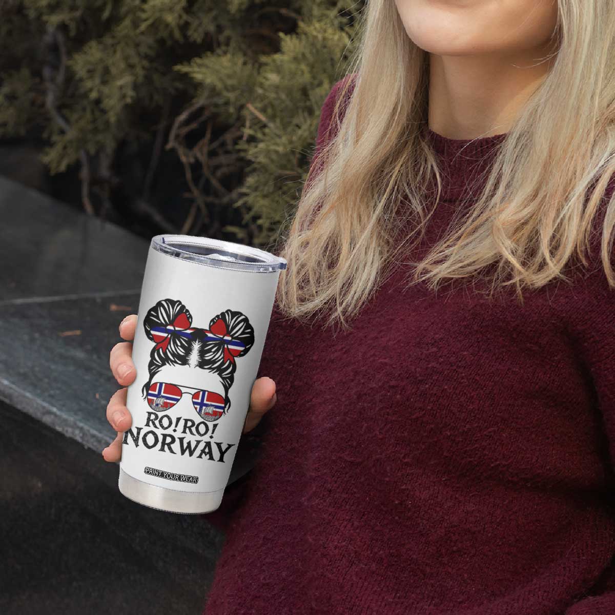Ro Ro Norwegian Viking Ship Tumbler Cup Norway Flag Messy Bun Girl TS14 Print Your Wear