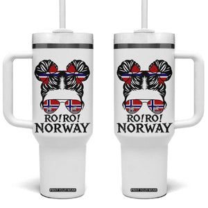 Ro Ro Norwegian Viking Ship Tumbler With Handle Norway Flag Messy Bun Girl TS14 One Size: 40 oz White Print Your Wear