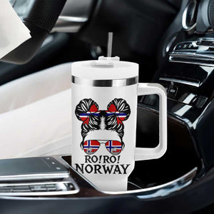 Ro Ro Norwegian Viking Ship Tumbler With Handle Norway Flag Messy Bun Girl TS14 Print Your Wear