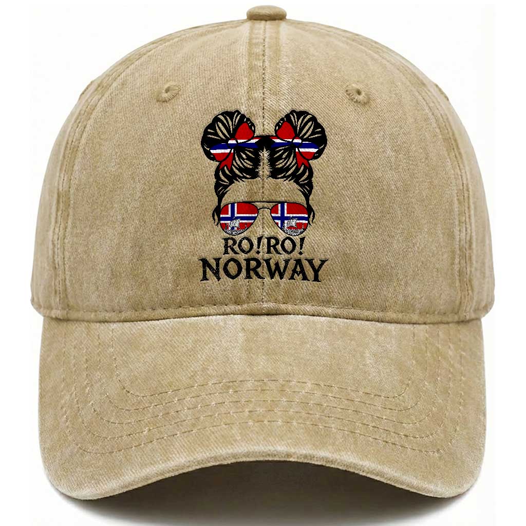 Ro Ro Norwegian Viking Ship Washed Cotton Baseball Cap Norway Flag Messy Bun Girl TS14 Print Your Wear
