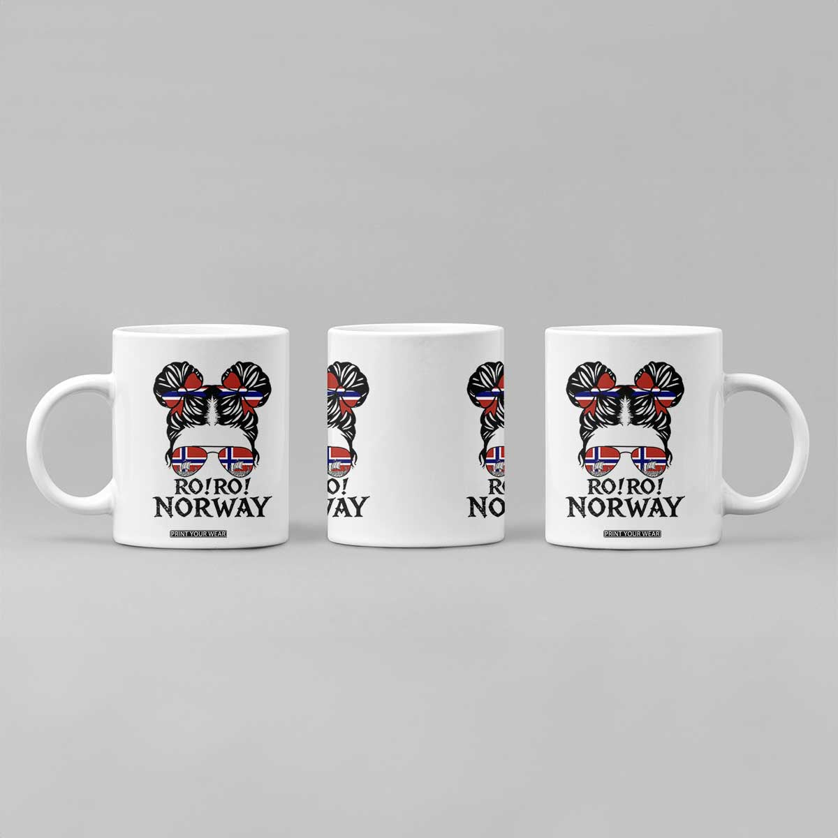 Ro Ro Norwegian Viking Ship Coffee Mug Norway Flag Messy Bun Girl TS14 Print Your Wear