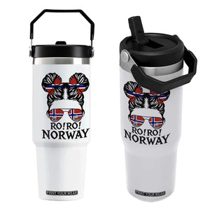Ro Ro Norwegian Viking Ship Flip Straw Tumbler Norway Flag Messy Bun Girl TS14 One Size: 30 oz White Print Your Wear