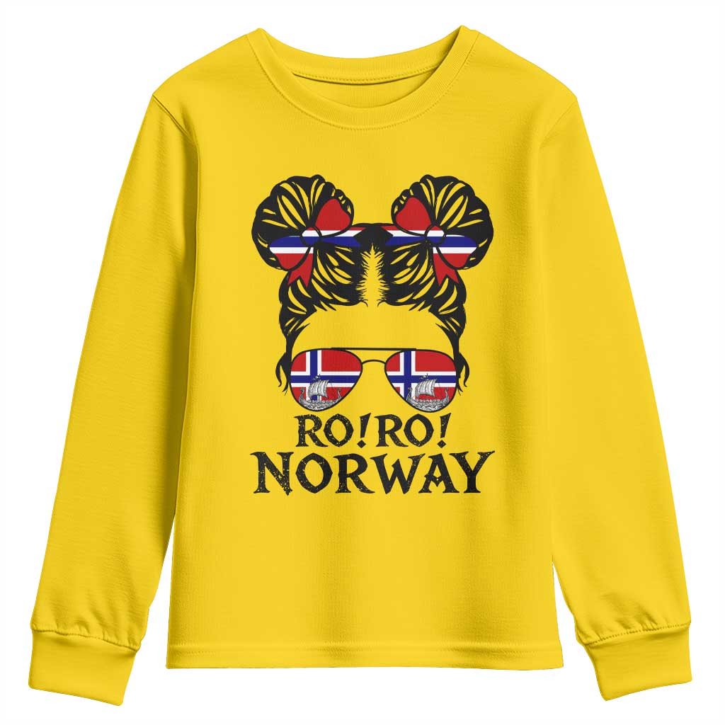 Ro Ro Norwegian Viking Ship Youth Sweatshirt Norway Flag Messy Bun Girl TS14 Daisy Print Your Wear
