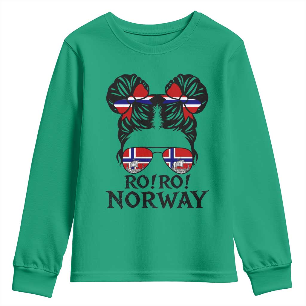 Ro Ro Norwegian Viking Ship Youth Sweatshirt Norway Flag Messy Bun Girl TS14 Irish Green Print Your Wear