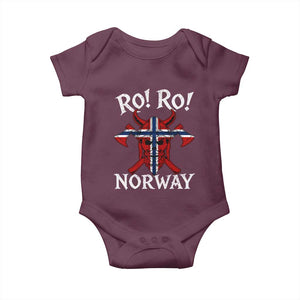 Ro Ro Norwegian Viking Blood Skull Norway Flag Pride Baby Onesie TS14 Maroon Print Your Wear