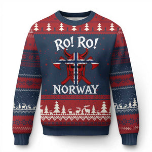 Ro Ro Norwegian Viking Blood Skull Norway Flag Pride Ugly Christmas Sweater TS14 Navy Red Print Your Wear