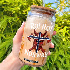 Ro Ro Norwegian Viking Blood Skull Norway Flag Pride Glass Can TS14 Black Print Your Wear