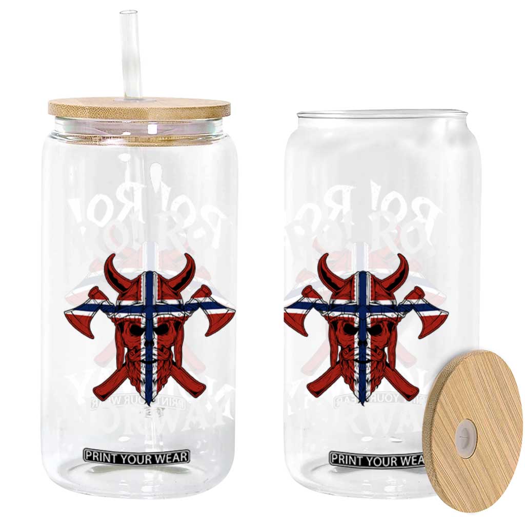 Ro Ro Norwegian Viking Blood Skull Norway Flag Pride Glass Can TS14 Print Your Wear