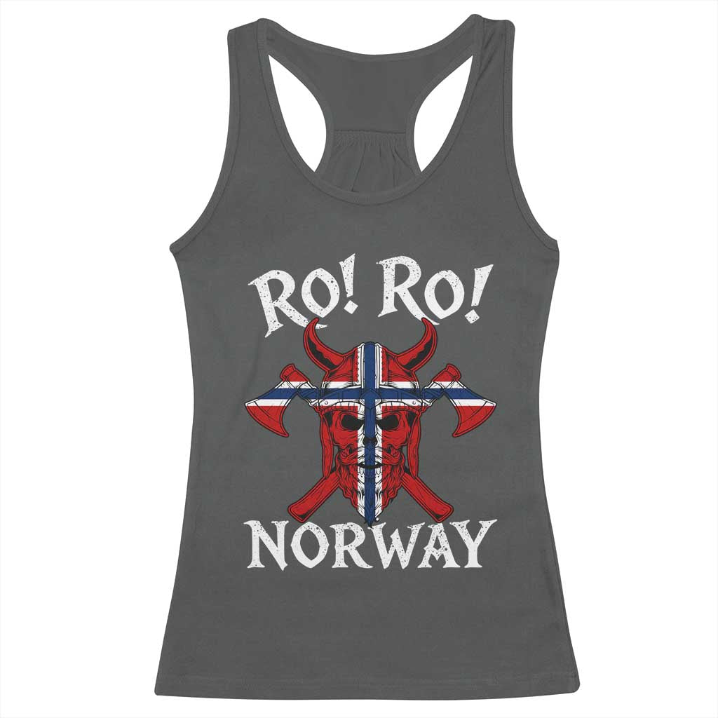 Ro Ro Norwegian Viking Blood Skull Norway Flag Pride Racerback Tank Top TS14 Dark Heather Print Your Wear