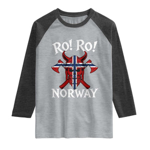 Ro Ro Norwegian Viking Blood Skull Norway Flag Pride Raglan Shirt TS14 Heather Gray Heather Charcoal Print Your Wear