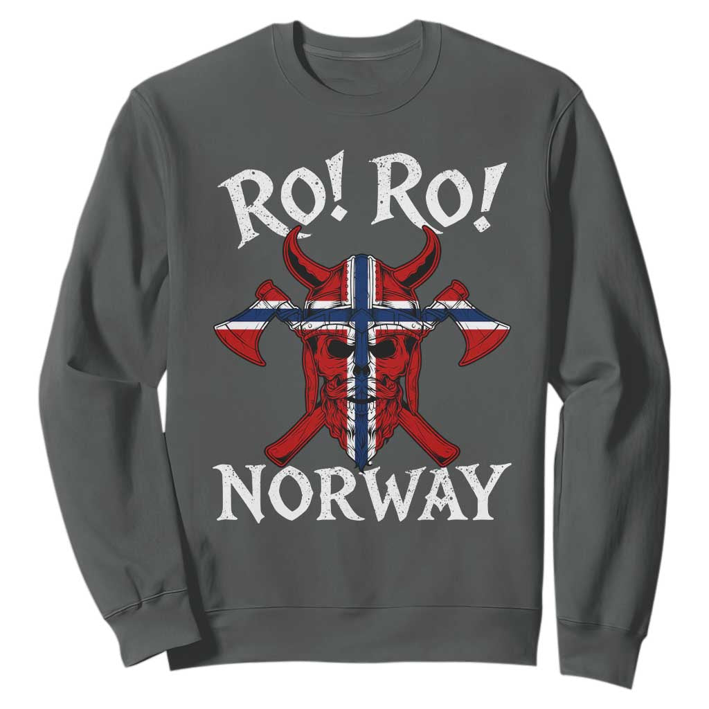 Ro Ro Norwegian Viking Blood Skull Norway Flag Pride Sweatshirt TS14 Dark Heather Print Your Wear