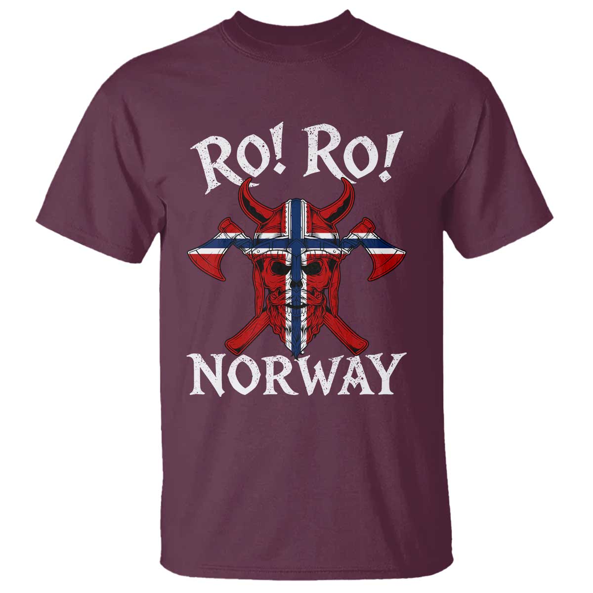 Ro Ro Norwegian Viking Blood Skull Norway Flag Pride T Shirt TS14 Maroon Print Your Wear