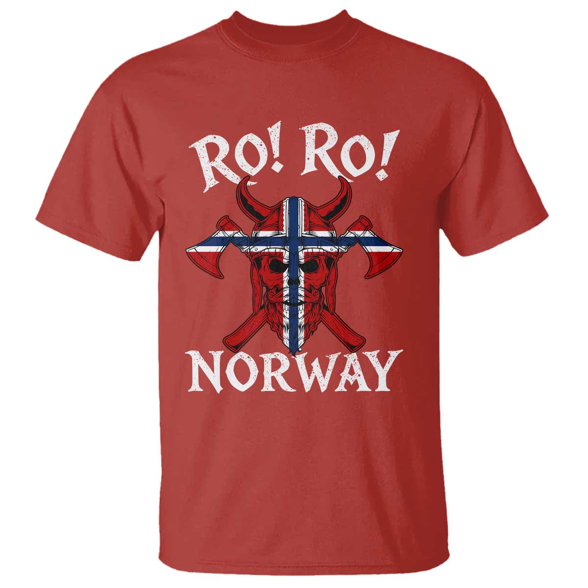 Ro Ro Norwegian Viking Blood Skull Norway Flag Pride T Shirt TS14 Red Print Your Wear