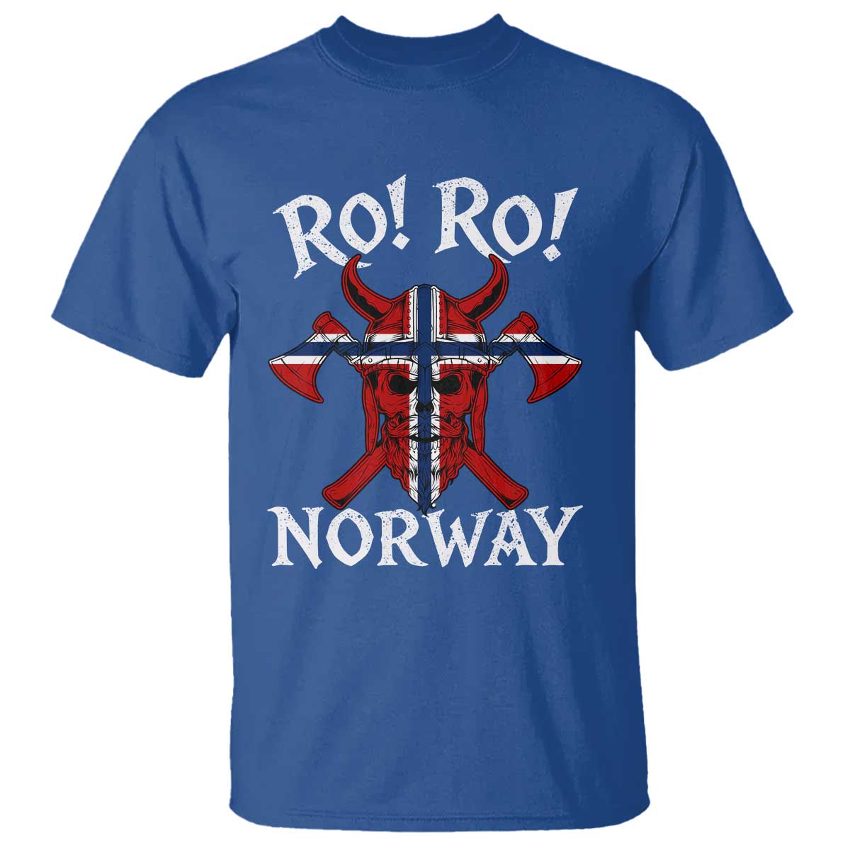 Ro Ro Norwegian Viking Blood Skull Norway Flag Pride T Shirt TS14 Royal Blue Print Your Wear