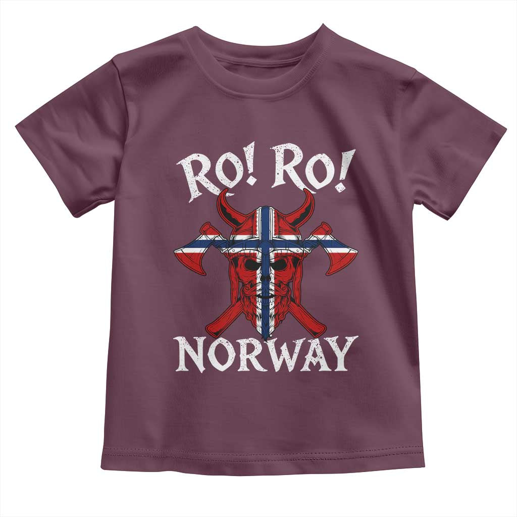 Ro Ro Norwegian Viking Blood Skull Norway Flag Pride Toddler T Shirt TS14 Maroon Print Your Wear