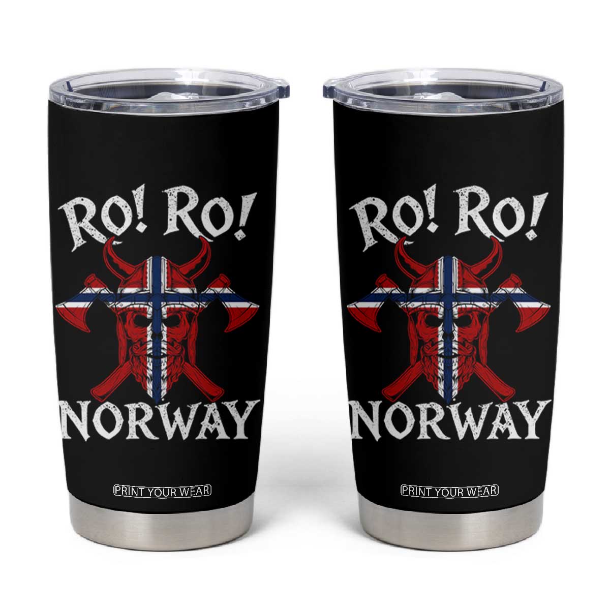Ro Ro Norwegian Viking Blood Skull Norway Flag Pride Tumbler Cup TS14 Black Print Your Wear