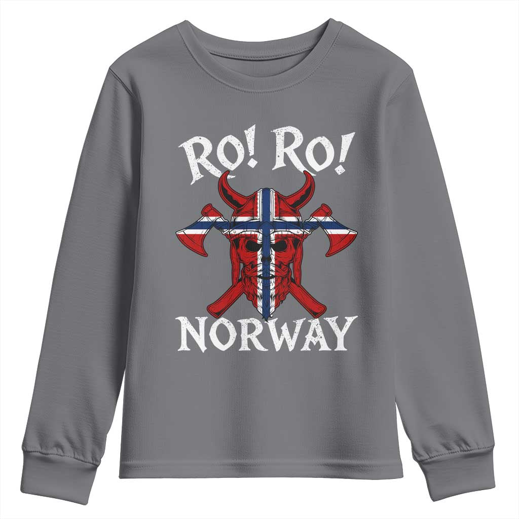 Ro Ro Norwegian Viking Blood Skull Norway Flag Pride Youth Sweatshirt TS14 Charcoal Print Your Wear
