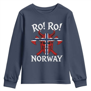 Ro Ro Norwegian Viking Blood Skull Norway Flag Pride Youth Sweatshirt TS14 Navy Print Your Wear