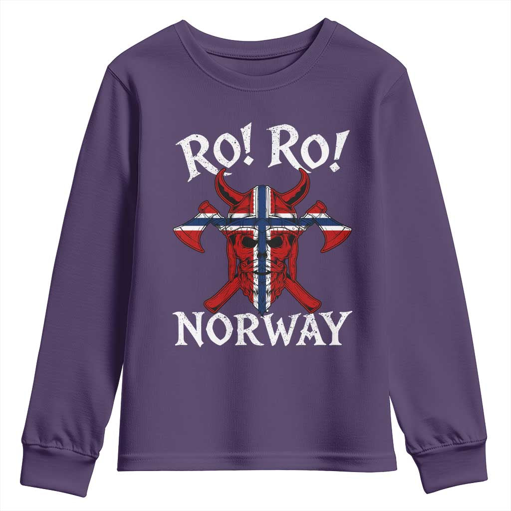 Ro Ro Norwegian Viking Blood Skull Norway Flag Pride Youth Sweatshirt TS14 Purple Print Your Wear