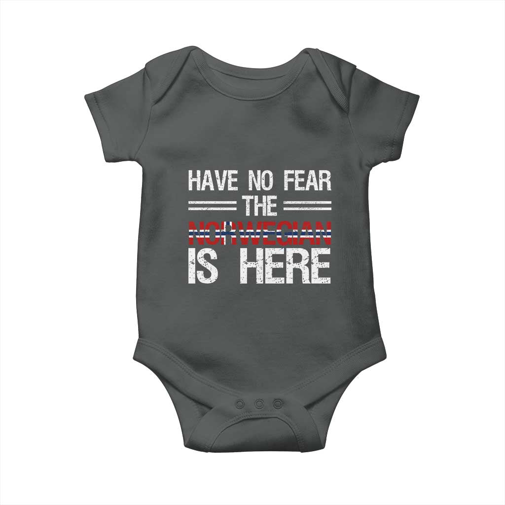 Have No Fear The Norwegian is Here Baby Onesie Funny Norway Herriatge Gift TS14 Dark Heather Print Your Wear