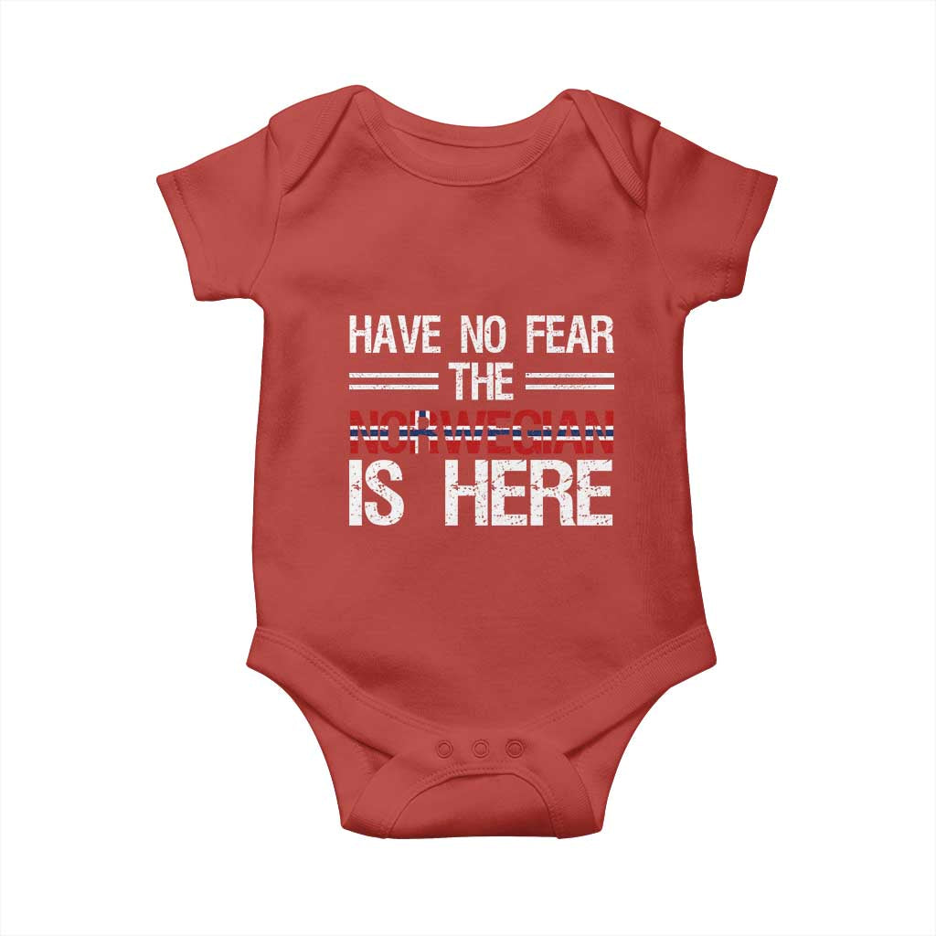 Have No Fear The Norwegian is Here Baby Onesie Funny Norway Herriatge Gift TS14 Red Print Your Wear