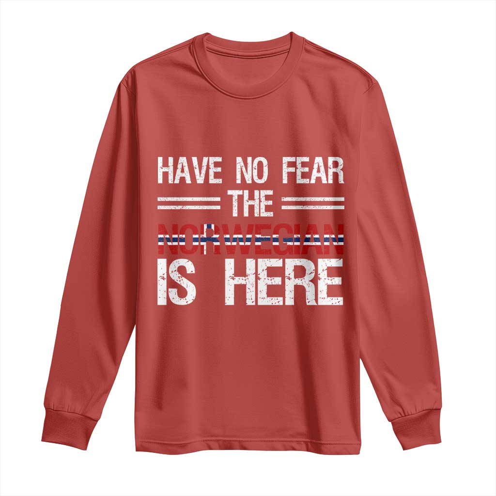 Have No Fear The Norwegian is Here Long Sleeve Shirt Funny Norway Herriatge Gift TS14 Red Print Your Wear