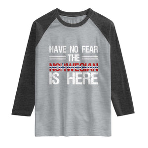 Have No Fear The Norwegian is Here Raglan Shirt Funny Norway Herriatge Gift TS14 Heather Gray Heather Charcoal Print Your Wear