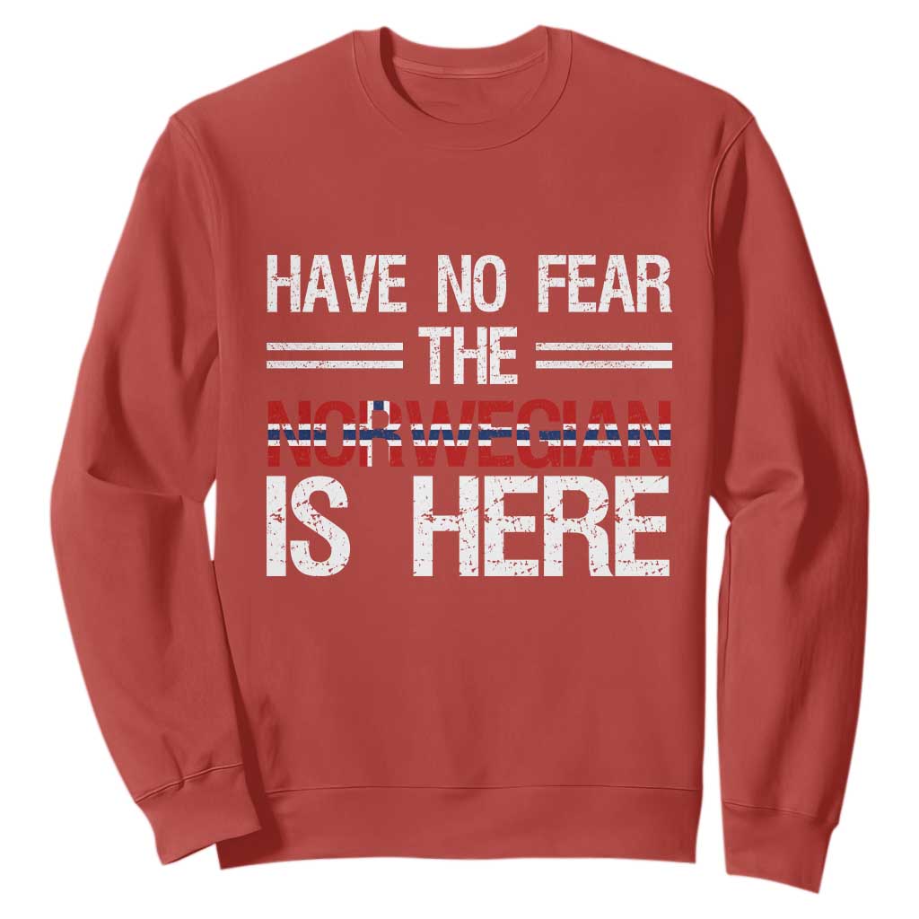 Have No Fear The Norwegian is Here Sweatshirt Funny Norway Herriatge Gift TS14 Red Print Your Wear