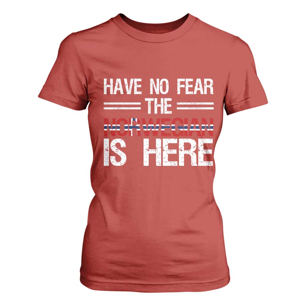 Have No Fear The Norwegian is Here T Shirt For Women Funny Norway Herriatge Gift TS14 Red Print Your Wear