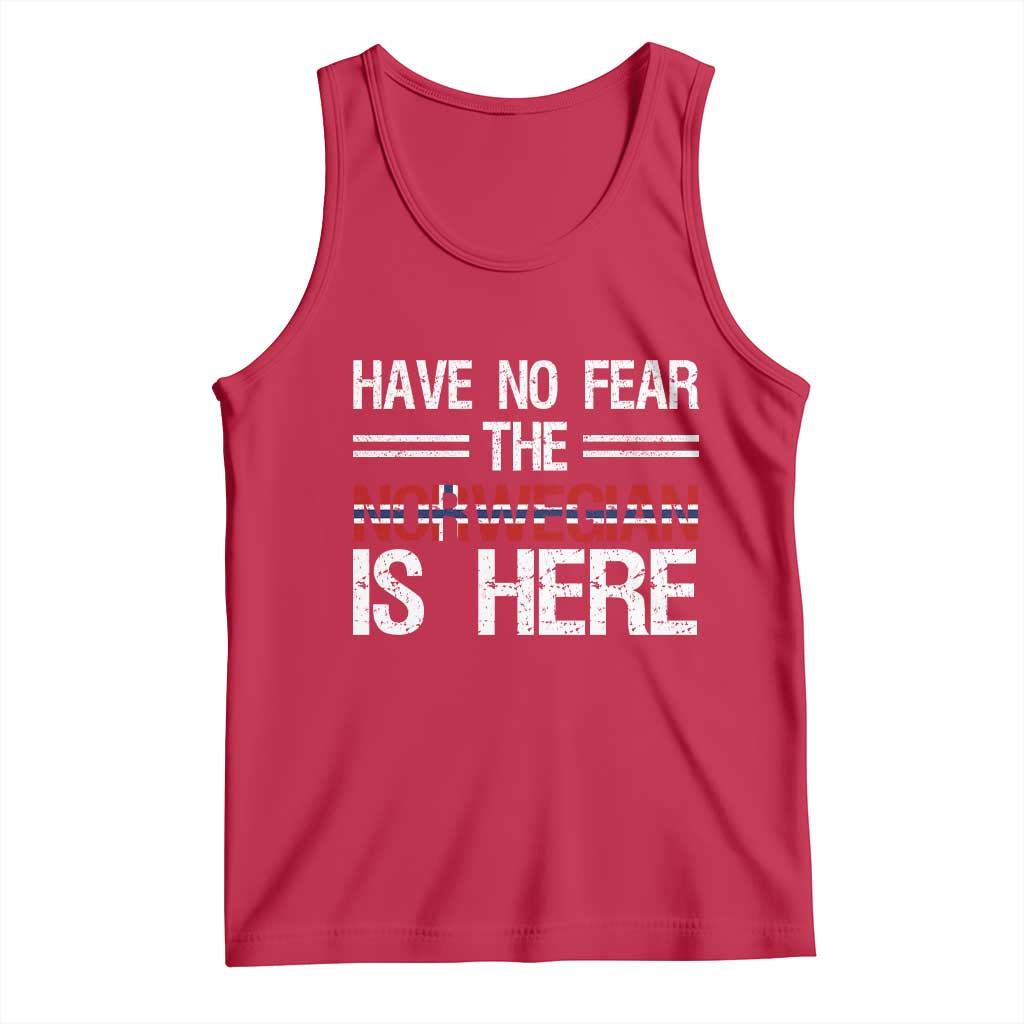 Have No Fear The Norwegian is Here Tank Top Funny Norway Herriatge Gift TS14 Red Print Your Wear
