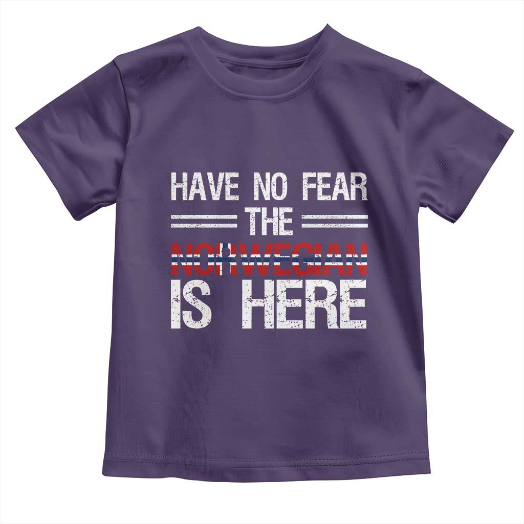 Have No Fear The Norwegian is Here Toddler T Shirt Funny Norway Herriatge Gift TS14 Purple Print Your Wear