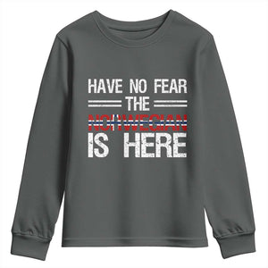 Have No Fear The Norwegian is Here Youth Sweatshirt Funny Norway Herriatge Gift TS14 Dark Heather Print Your Wear
