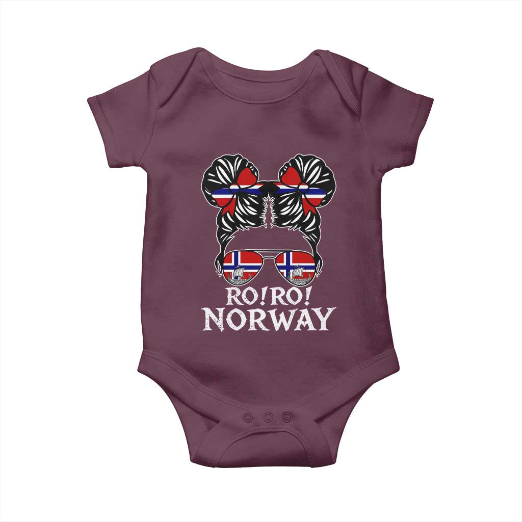 Ro Ro Norwegian Viking Ship Messy Bun Girl Baby Onesie TS14 Maroon Print Your Wear