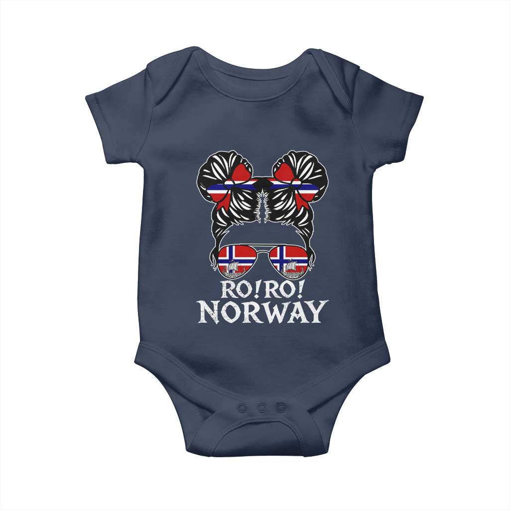 Ro Ro Norwegian Viking Ship Messy Bun Girl Baby Onesie TS14 Navy Print Your Wear
