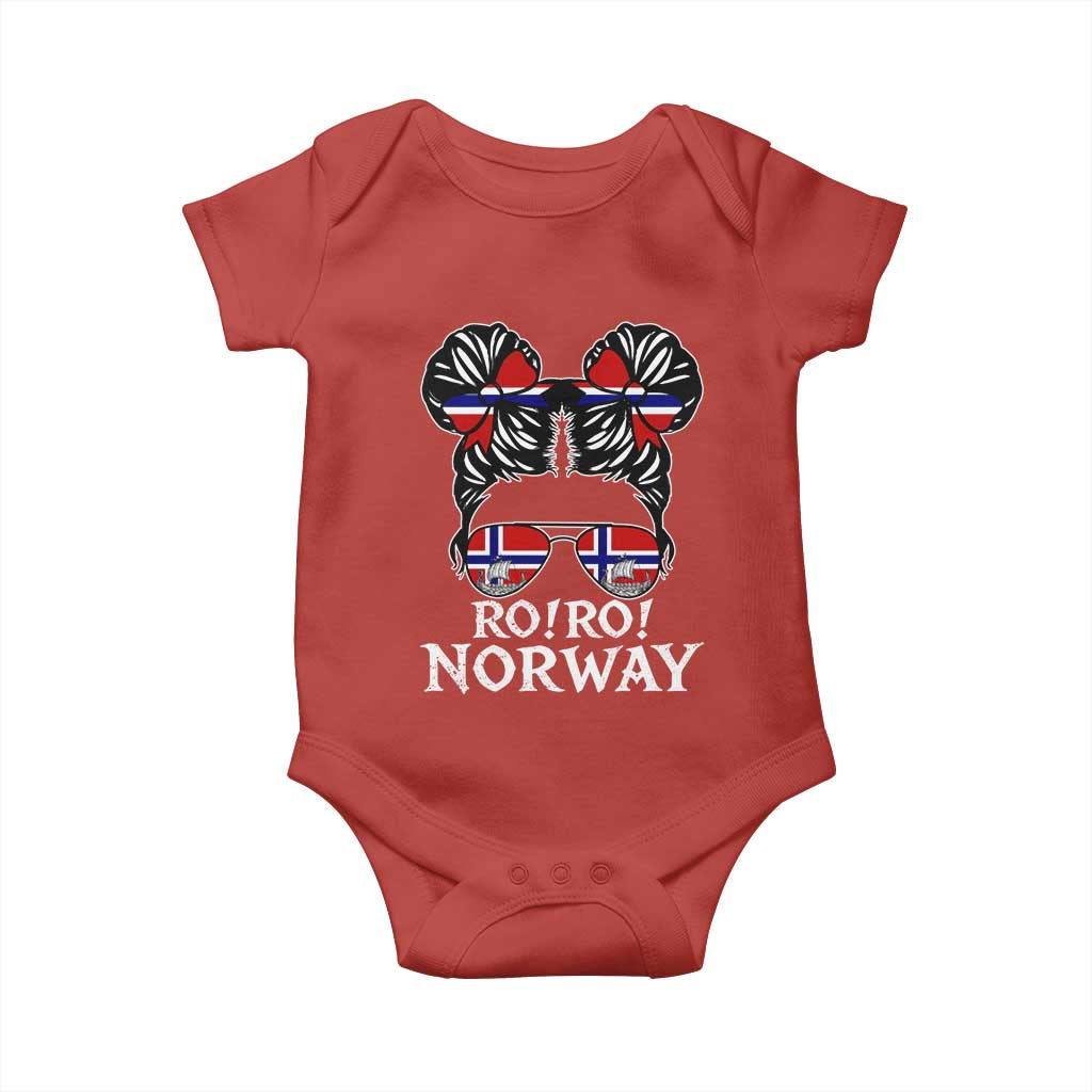 Ro Ro Norwegian Viking Ship Messy Bun Girl Baby Onesie TS14 Red Print Your Wear