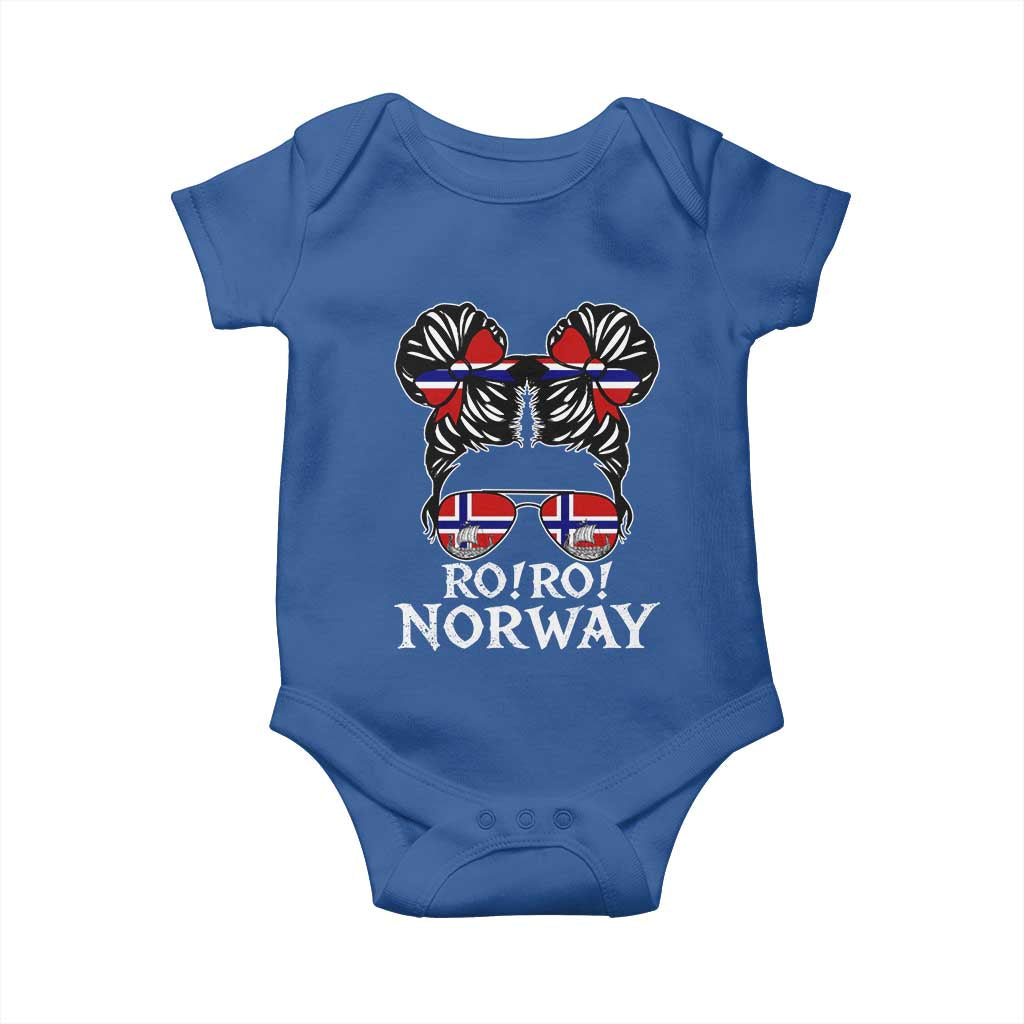 Ro Ro Norwegian Viking Ship Messy Bun Girl Baby Onesie TS14 Royal Blue Print Your Wear