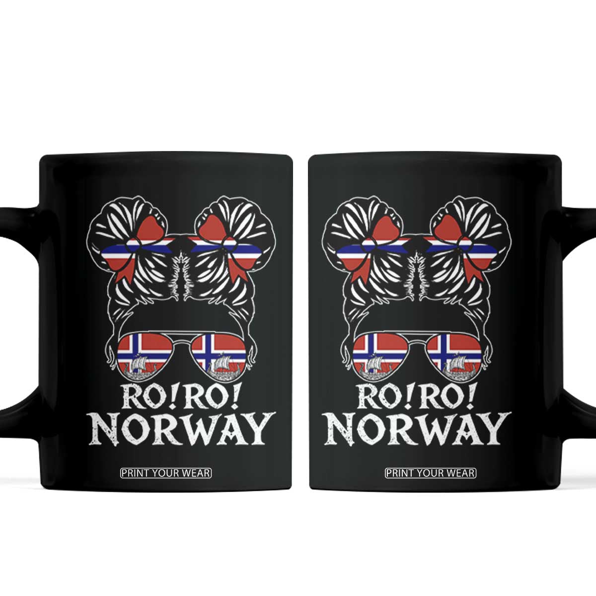 Ro Ro Norwegian Viking Ship Messy Bun Girl Coffee Mug TS14 Black Print Your Wear