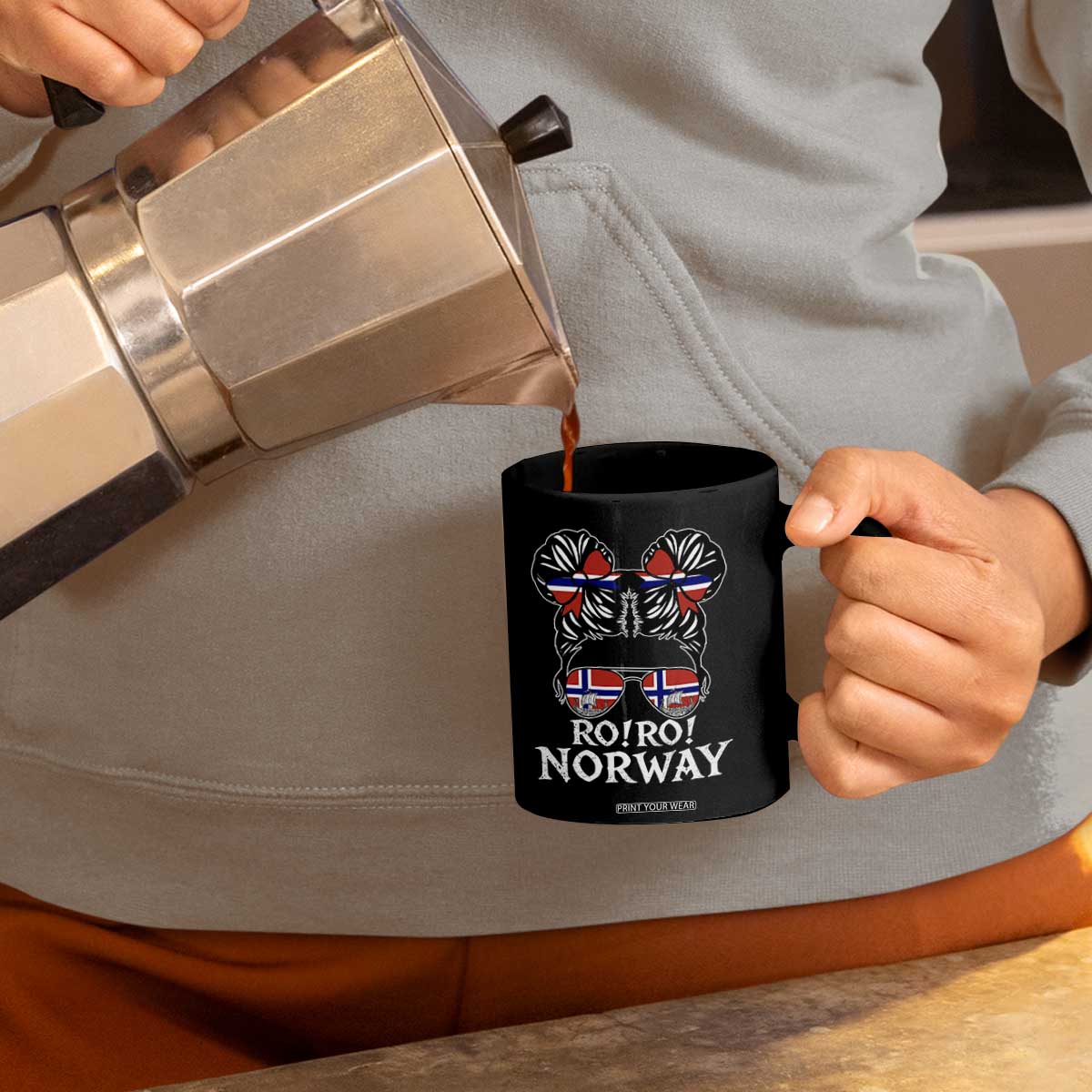 Ro Ro Norwegian Viking Ship Messy Bun Girl Coffee Mug TS14 Print Your Wear