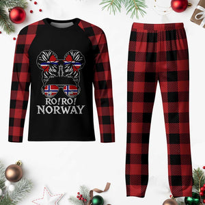 Ro Ro Norwegian Viking Ship Messy Bun Girl Plaid Pajama Set TS14 Buffalo Plaid Print Your Wear