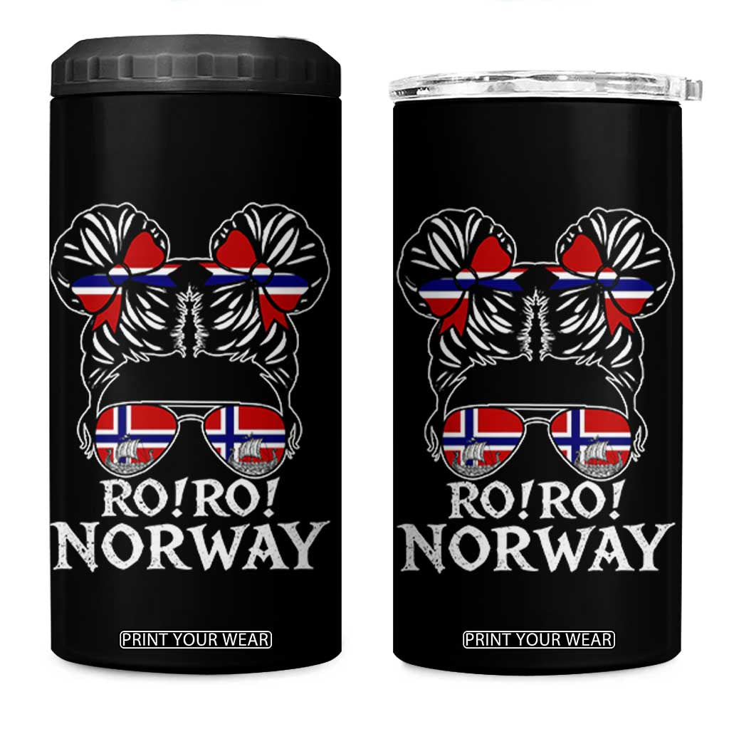 Ro Ro Norwegian Viking Ship Messy Bun Girl 4 in 1 Can Cooler Tumbler TS14 One Size: 16 oz Black Print Your Wear