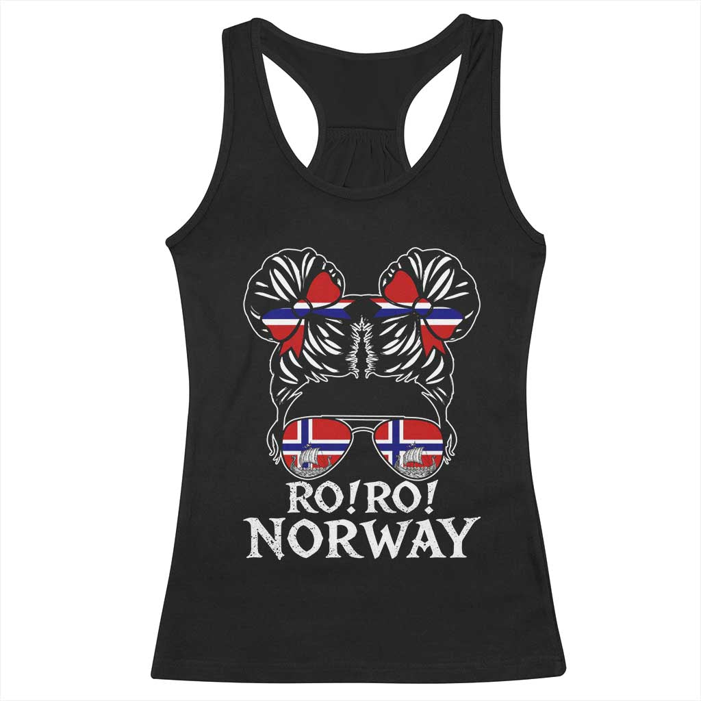 Ro Ro Norwegian Viking Ship Messy Bun Girl Racerback Tank Top TS14 Black Print Your Wear