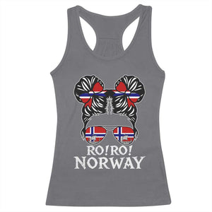 Ro Ro Norwegian Viking Ship Messy Bun Girl Racerback Tank Top TS14 Charcoal Print Your Wear