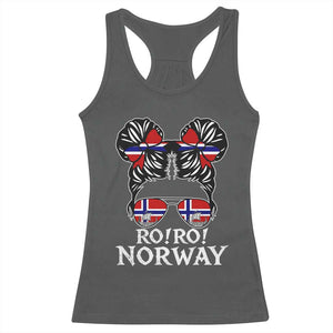 Ro Ro Norwegian Viking Ship Messy Bun Girl Racerback Tank Top TS14 Dark Heather Print Your Wear