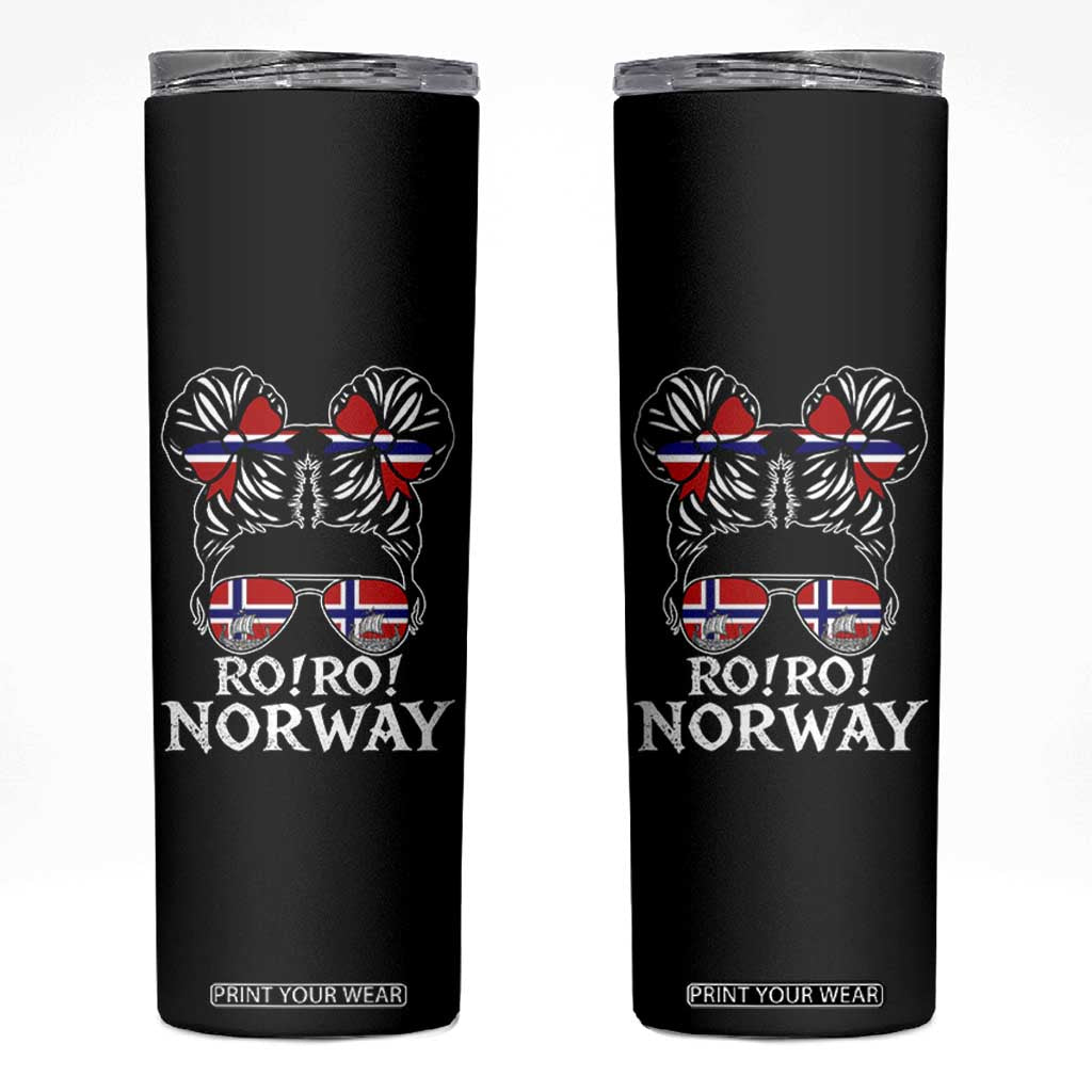 Ro Ro Norwegian Viking Ship Messy Bun Girl Skinny Tumbler TS14 Black Print Your Wear