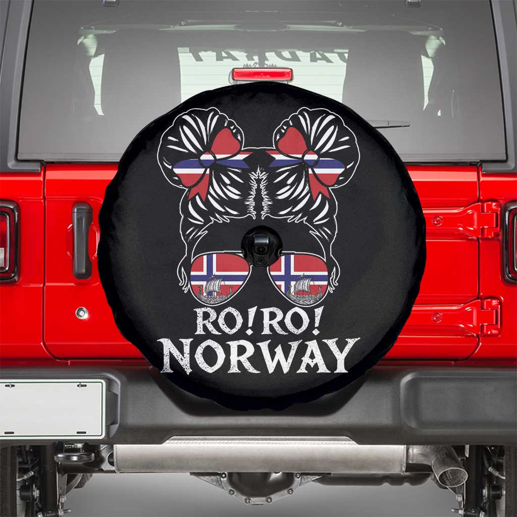 Ro Ro Norwegian Viking Ship Messy Bun Girl Spare Tire Cover TS14 Black Print Your Wear