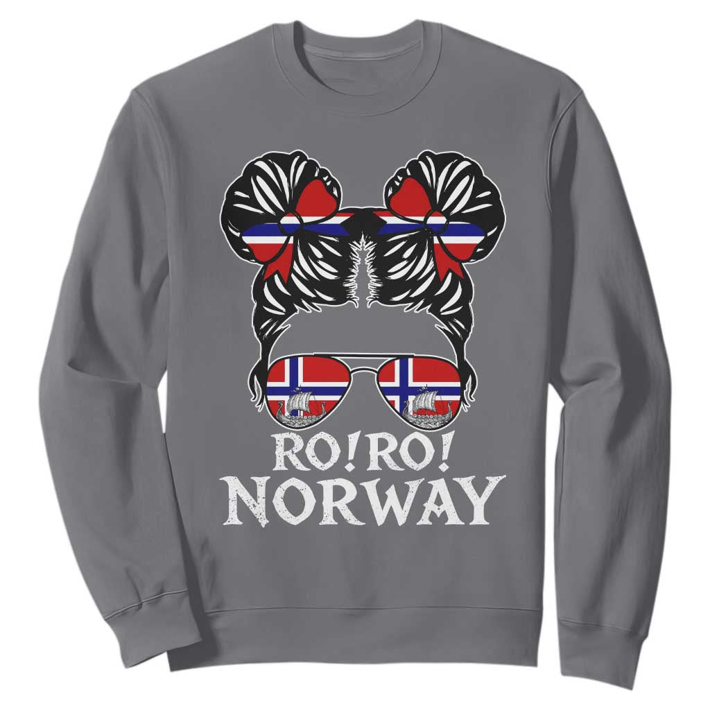Ro Ro Norwegian Viking Ship Messy Bun Girl Sweatshirt TS14 Charcoal Print Your Wear