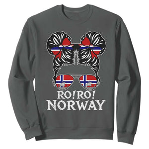 Ro Ro Norwegian Viking Ship Messy Bun Girl Sweatshirt TS14 Dark Heather Print Your Wear