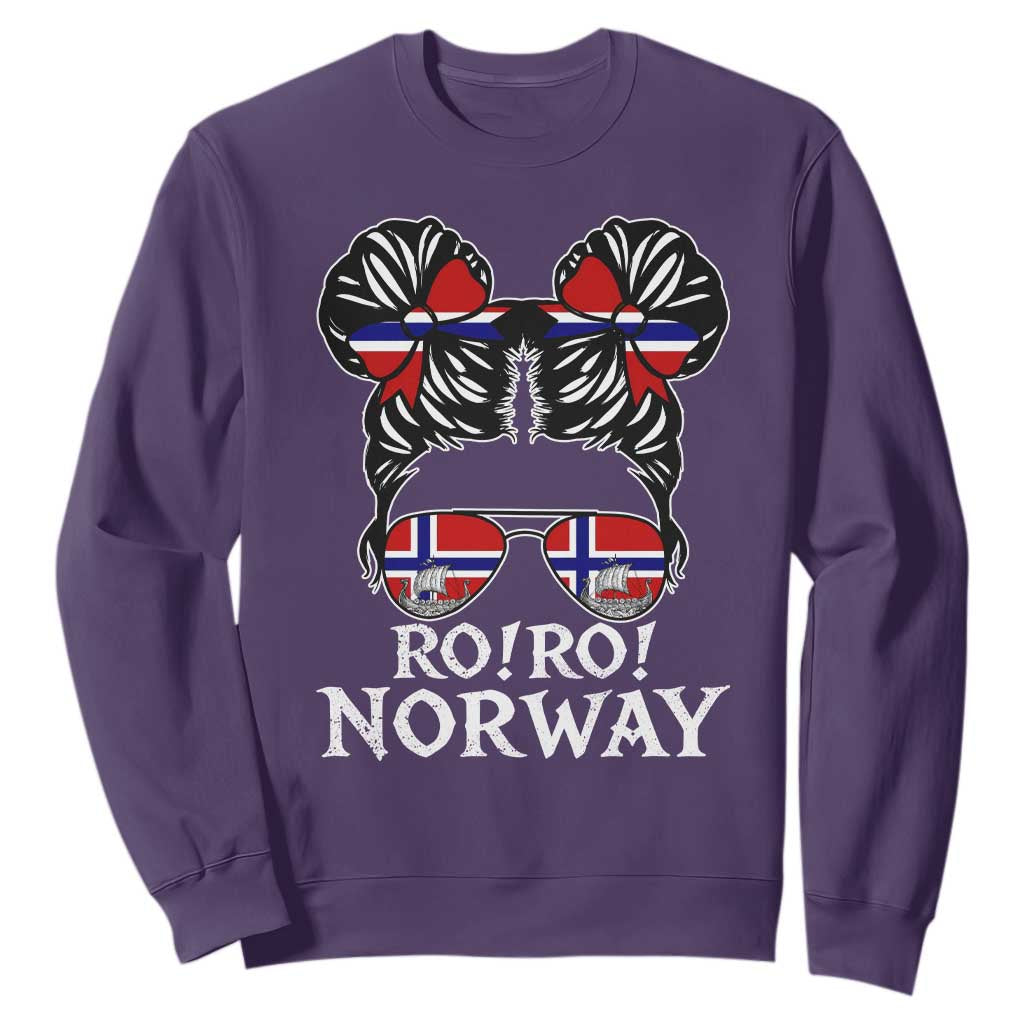 Ro Ro Norwegian Viking Ship Messy Bun Girl Sweatshirt TS14 Purple Print Your Wear