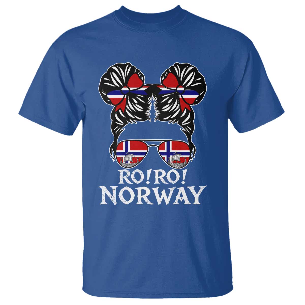 Ro Ro Norwegian Viking Ship Messy Bun Girl T Shirt TS14 Royal Blue Print Your Wear